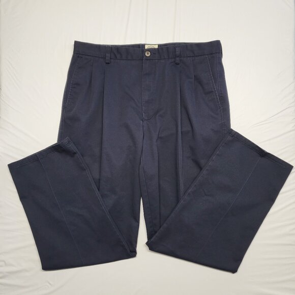 St Johns Bay Pants Worry Free 38 X 34 Classic Fit Chino Pleated Cotton Navy Blue - Picture 1 of 15